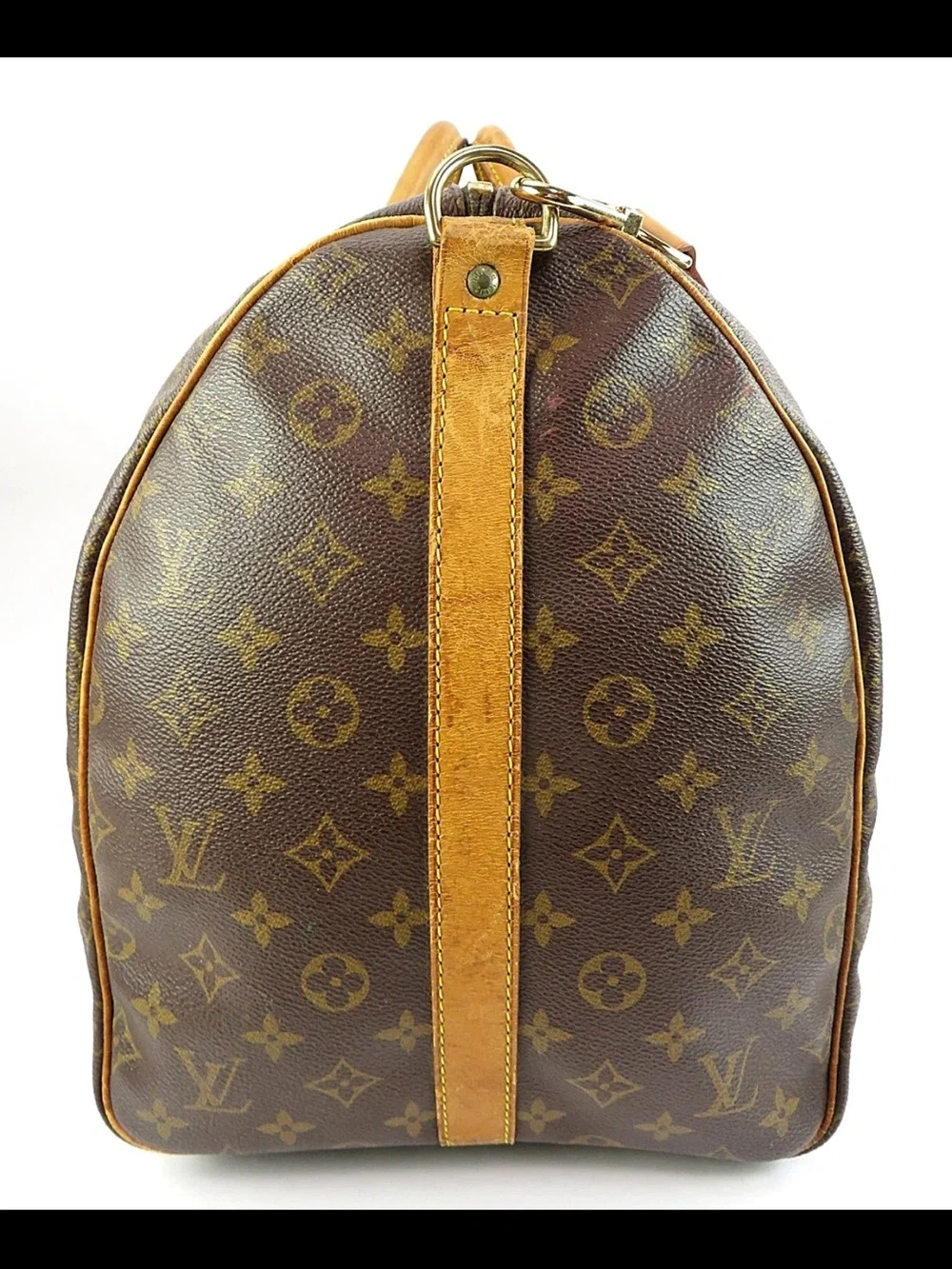 Louis Vuitton Brown Monogram Duffel with Tan Leather Strap